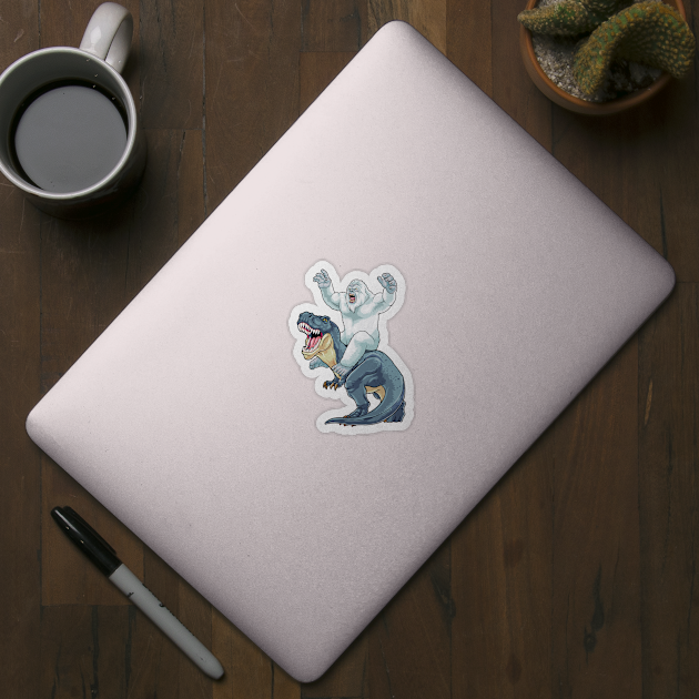 Yeti Riding Dinosaur by GoshWow®
